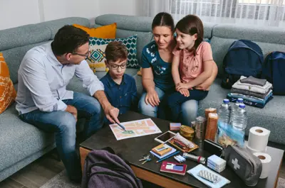 A family creating a disaster plan.