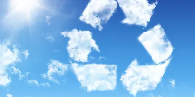 recycling symbol in the sky